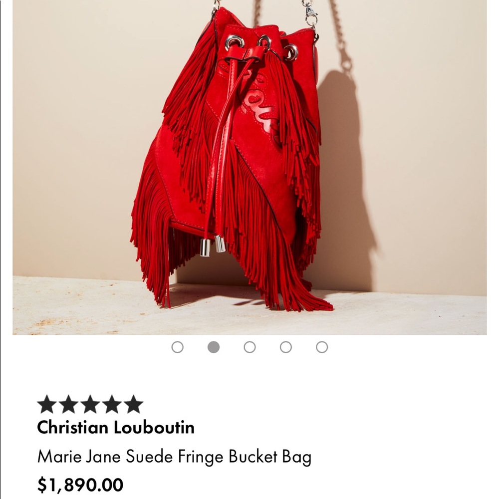 SOLD!Christian Louboutin Red Marie Jane Bucket Bag - Picture 5 of 7